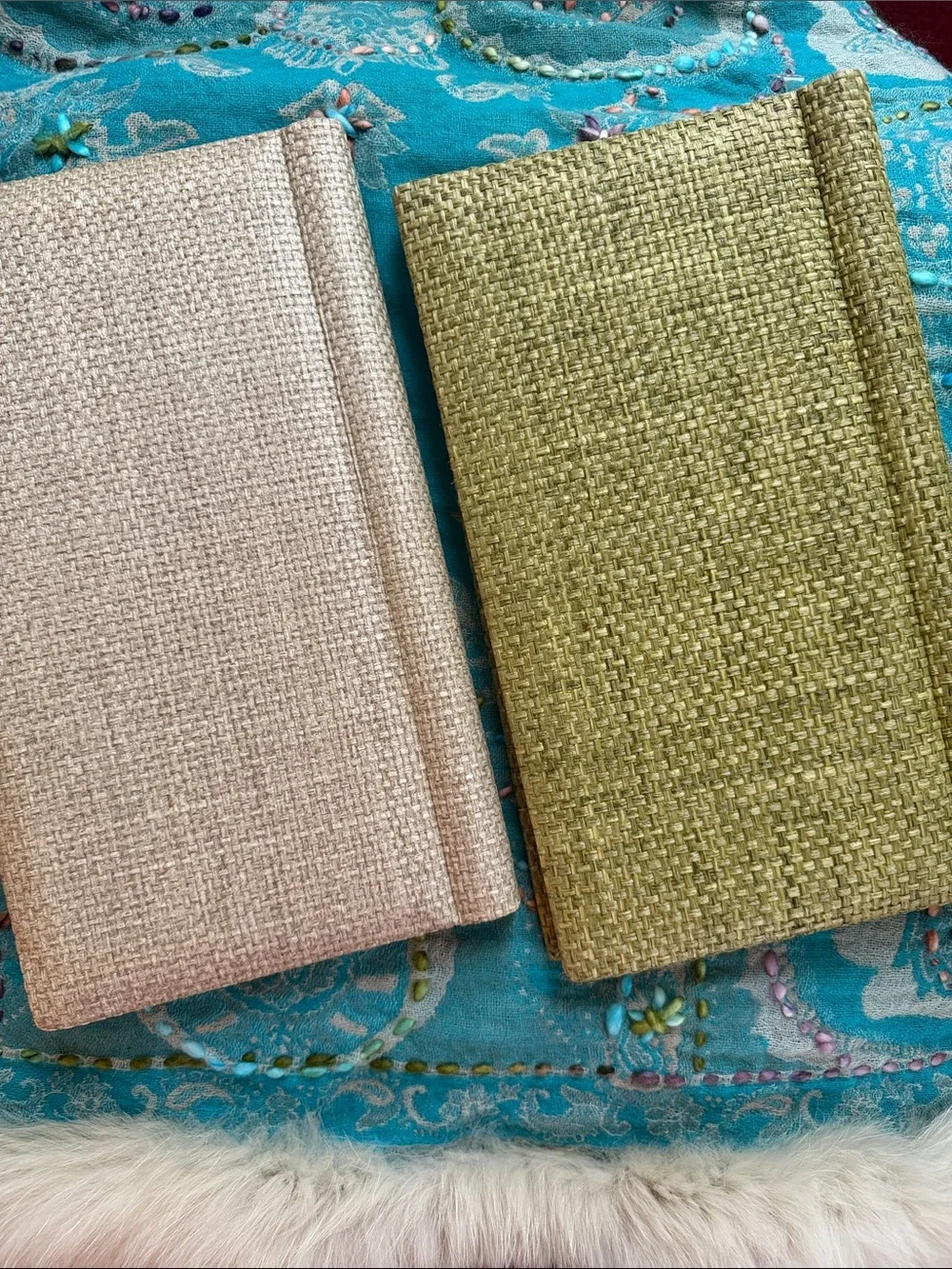 VTG MCM Neutral Beige and Olive Green Photo Albums (2)